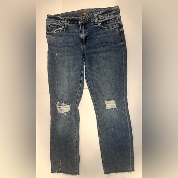 Kut from the Kloth Denim - KUT from the Kloth Reese Ankle Straight Leg Distressed Blue Jeans Women’s Size 8